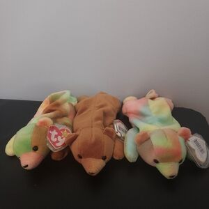 Set Of 3 Beanie Babies Cubbie And 2 Sammy